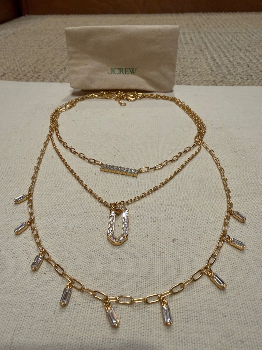J. Crew Gold Triple-Layer Necklace